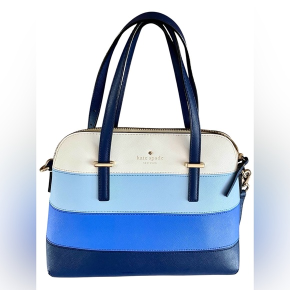 Kate Spade Blue and Cream Colorblock Satchel Crossbody - Picture 9 of 10